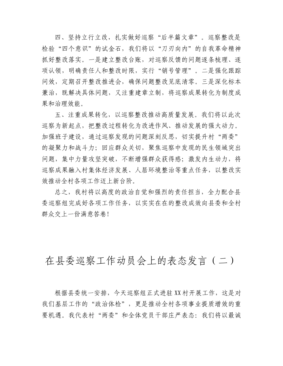 在县委巡察工作动员会上的表态发言2篇（村）.doc_第2页