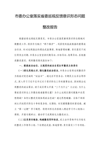 市委办公室落实省委巡视反馈意识形态问题整改报告.doc