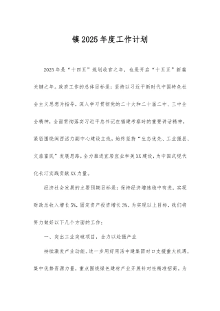 镇2025年度工作计划.doc