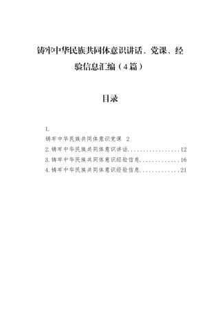 铸牢中华民族共同体意识系列资料（讲话、党课、经验、信息）（4篇）.docx