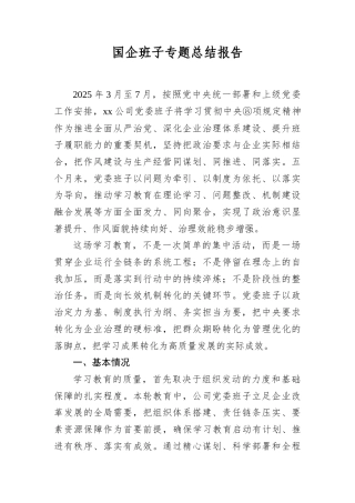 国企班子专题总结报告.docx
