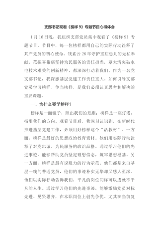 支部书记观看《榜样9》专题节目心得体会.docx