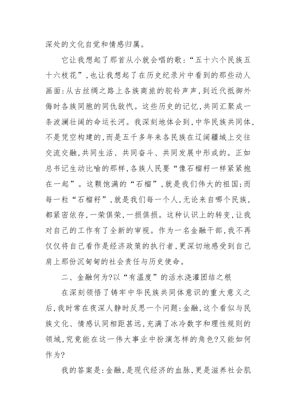 金融办干部在铸牢中华民族共同体意识专题研讨会上的发言材料.docx_第2页