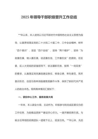 2025年领导干部职级晋升工作总结.docx