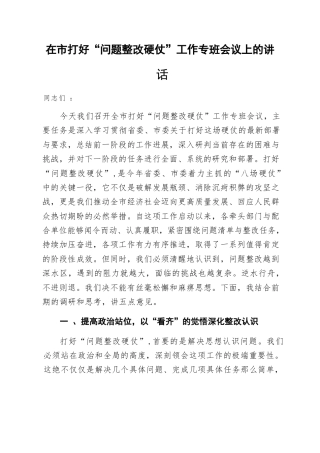 在2025年市打好“问题整改硬仗”工作专班会议上的讲话.docx