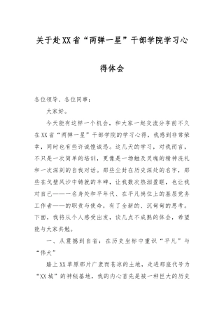 关于赴XX省“两弹一星”干部学院学习心得体会.docx