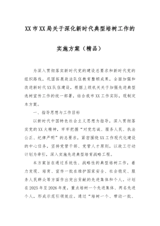 XX市XX局关于深化新时代典型培树工作的实施方案（精品）.docx