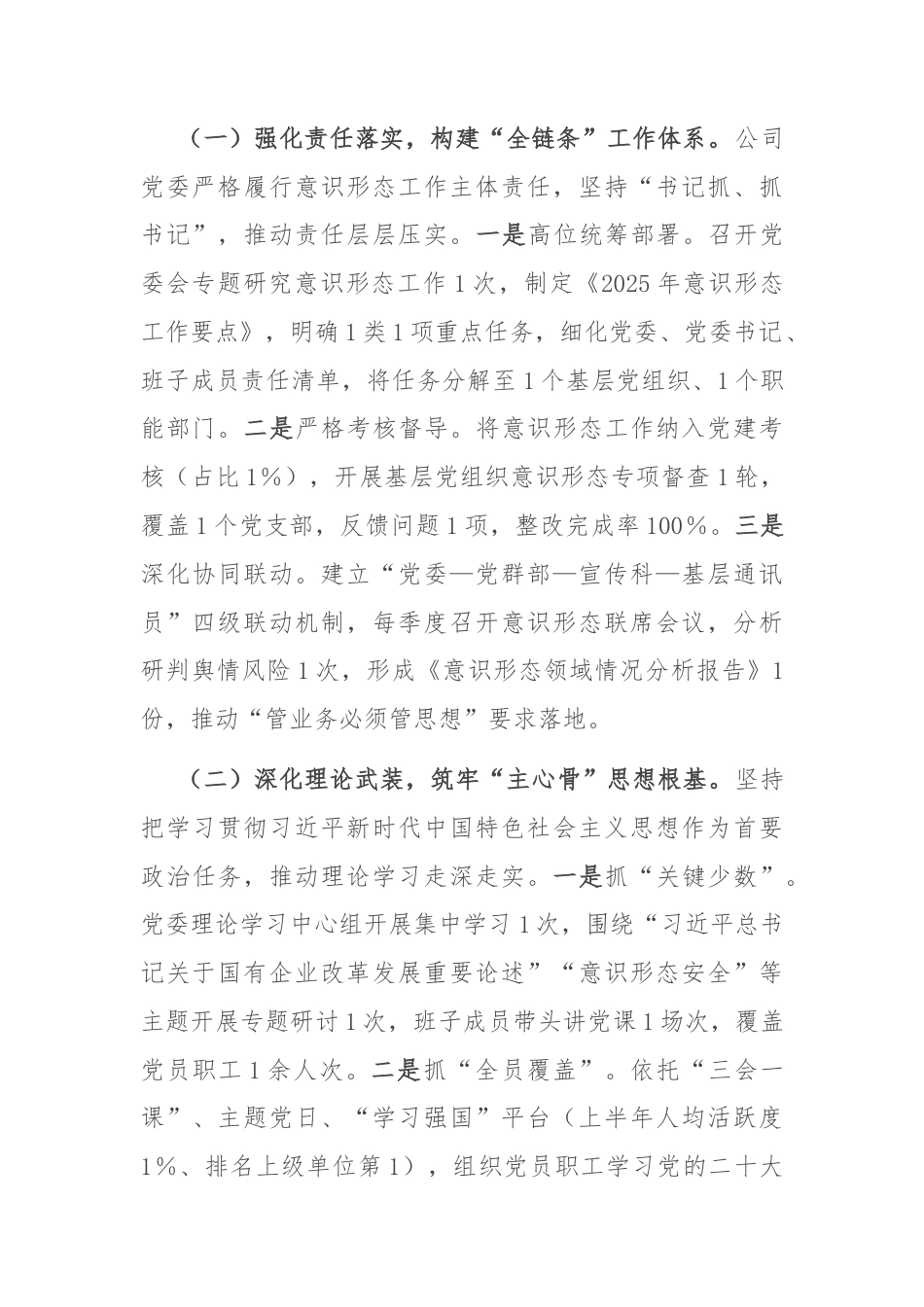 公司党委2025年上半年落实意识形态工作责任制情况自查报告.docx_第2页