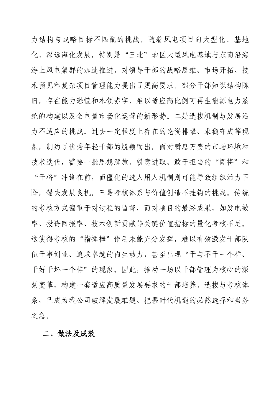 经验交流：加强领导干部队伍建设，聚力推进风电产业高质量发展（分公司）.docx_第2页
