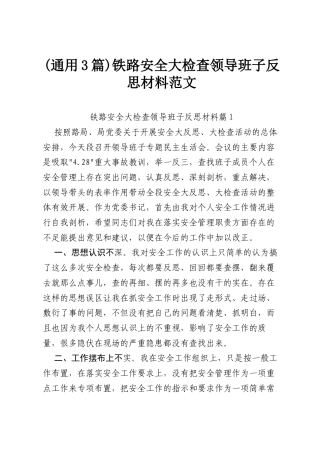 (通用3篇)铁路安全大检查领导班子反思材料范文.docx