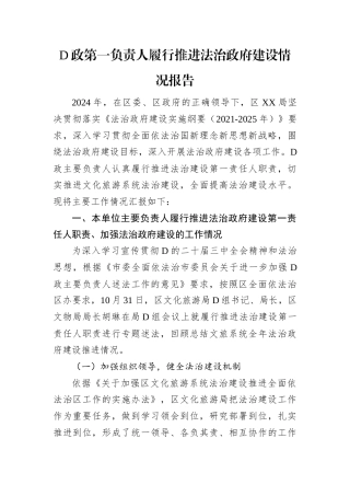 党政第一负责人履行推进法治政府建设情况报告.docx