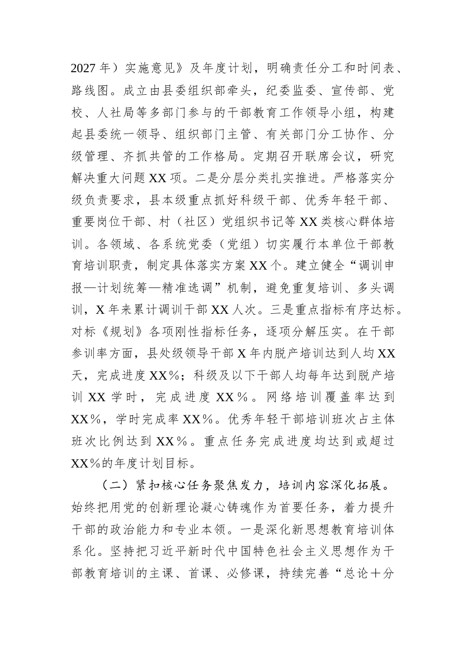 贯彻落实《全国、全省、全市干部教育培训规划（2023－2027年）》情况评估报告（县委）.docx_第2页