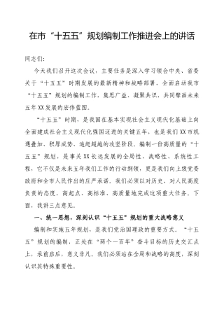 在“十五五”规划编制工作推进会上的讲话（市级）.docx