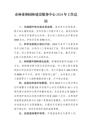 市林业和园林建设服务中心2024年工作总结.docx