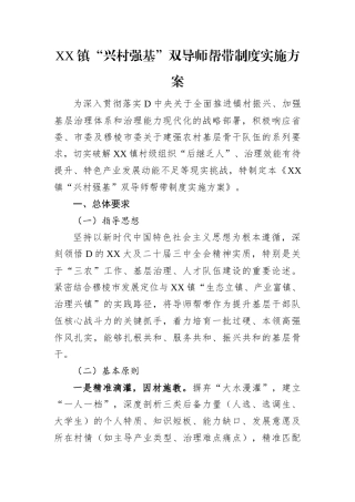 XX镇兴村强基双导师帮带制度实施方案.docx