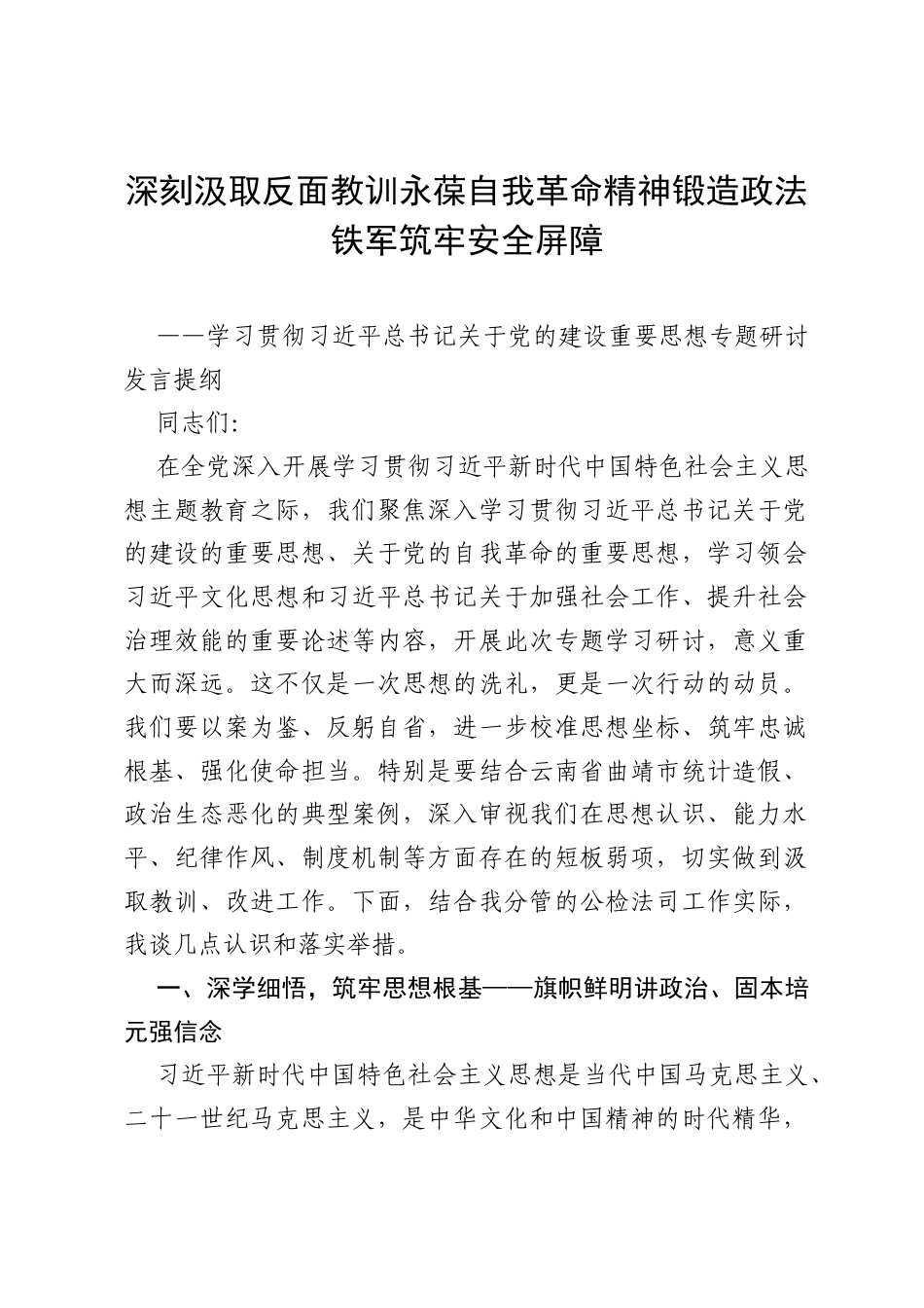 分管公检法司工作2025年7月底研讨发言材料（第二十一次集体学习时的重要讲话精神，政绩观）.docx_第1页