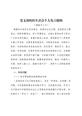 基层党支部组织生活会个人发言提纲（4400字）.docx