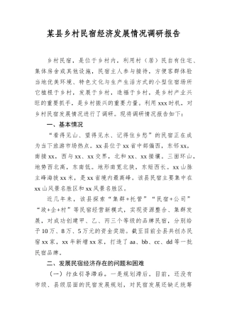 某县乡村民宿经济发展情况调研报告.docx