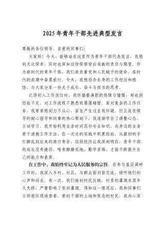 2025年青年干部先进典型发言.docx