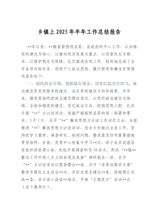 乡镇2025年半年工作总结报告.docx
