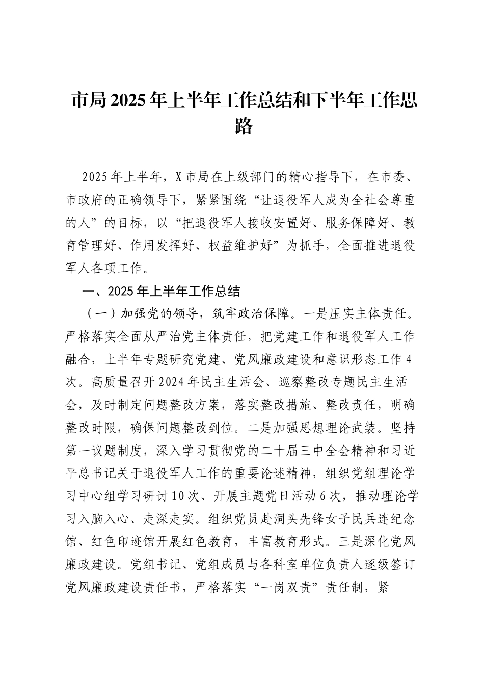 市局2025年上半年工作总结和下半年工作思路.docx_第1页