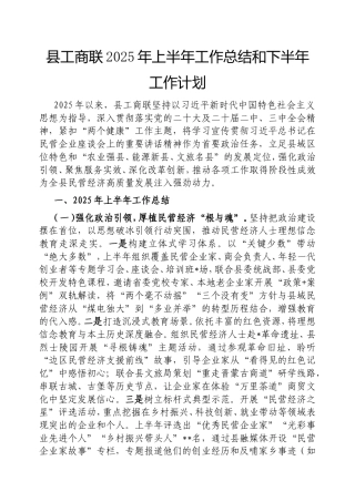 县工商联2025年上半年工作总结和下半年工作计划.doc