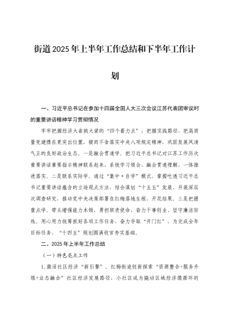 乡镇街道2025年上半年工作总结和下半年工作计划.doc