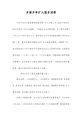 多措并举扩大服务消费.doc