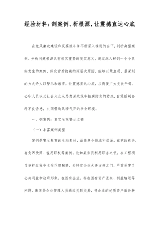 经验材料：剖案例、析根源，让震撼直达心底.doc