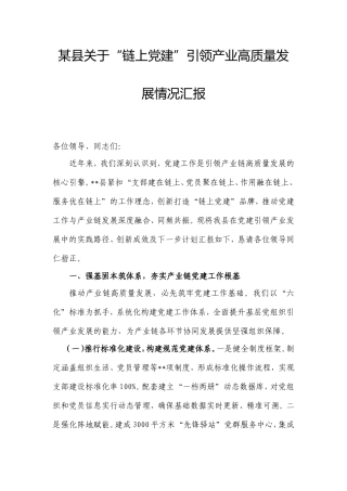 县“链上党建”引领产业高质量发展情况汇报.doc