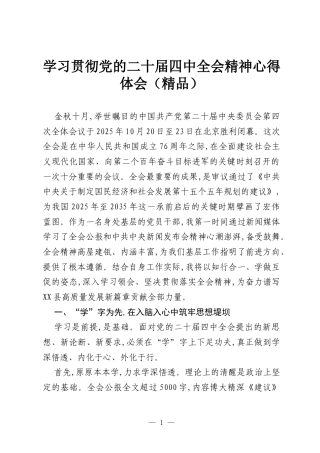 学习贯彻党的二十届四中全会精神心得体会（精品）.docx