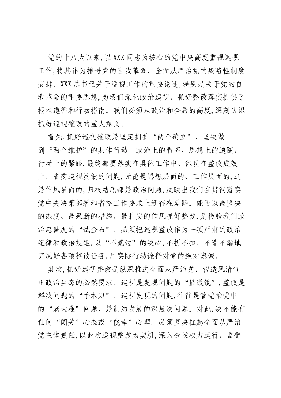 在XX市委常委班子巡视整改专题民主生活会上的讲话（精品）.docx_第2页
