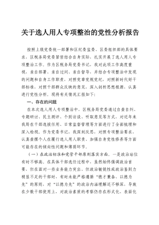 关于选人用人专项整治的党性分析报告.docx