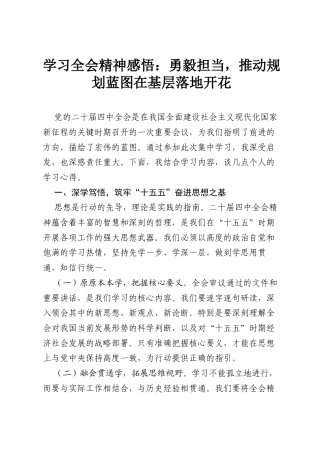 学习全会精神感悟：勇毅担当，推动规划蓝图在基层落地开花.docx