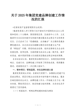 关于2025年集团党建品牌创建工作情况的汇报.docx