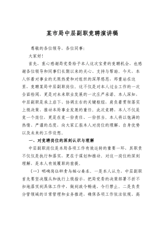 某市局中层副职竞聘演讲稿.docx