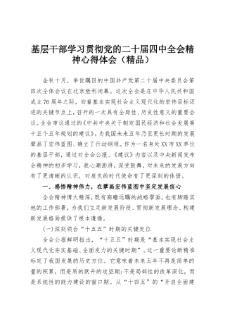基层干部学习贯彻党的二十届四中全会精神心得体会.doc