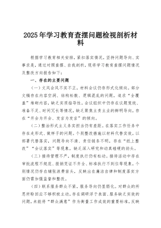 2025年学习教育查摆问题检视剖析材料.doc