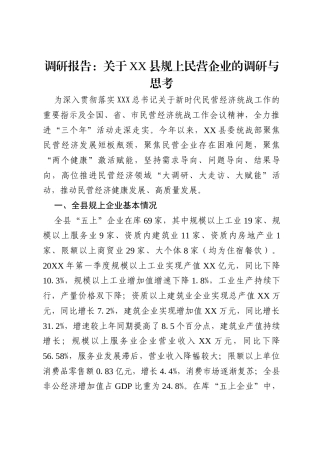 调研报告：关于XX县规上民营企业的调研与思考.docx