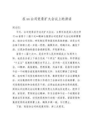 在XX公司A委扩大会议上的讲话.docx