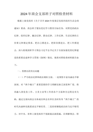2024年商会支部班子对照检查材料.docx