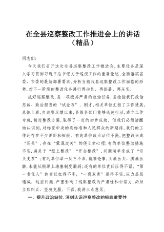 在全县巡察整改工作推进会上的讲话.docx