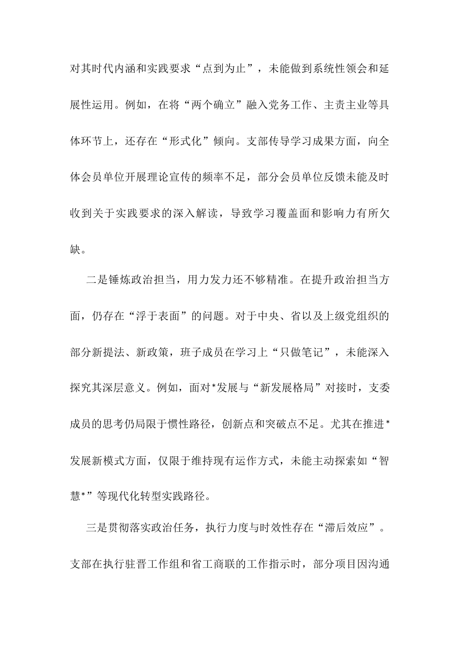 2024年组织生活会支部班子对照检查材料.docx_第2页