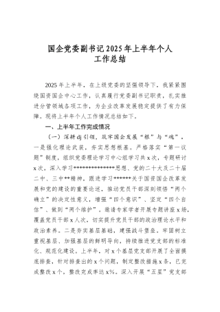 国企A委副书记2025年上半年个人工作总结.docx