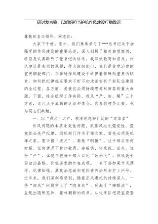 研讨发言稿：以组织担当护航作风建设行稳致远.docx