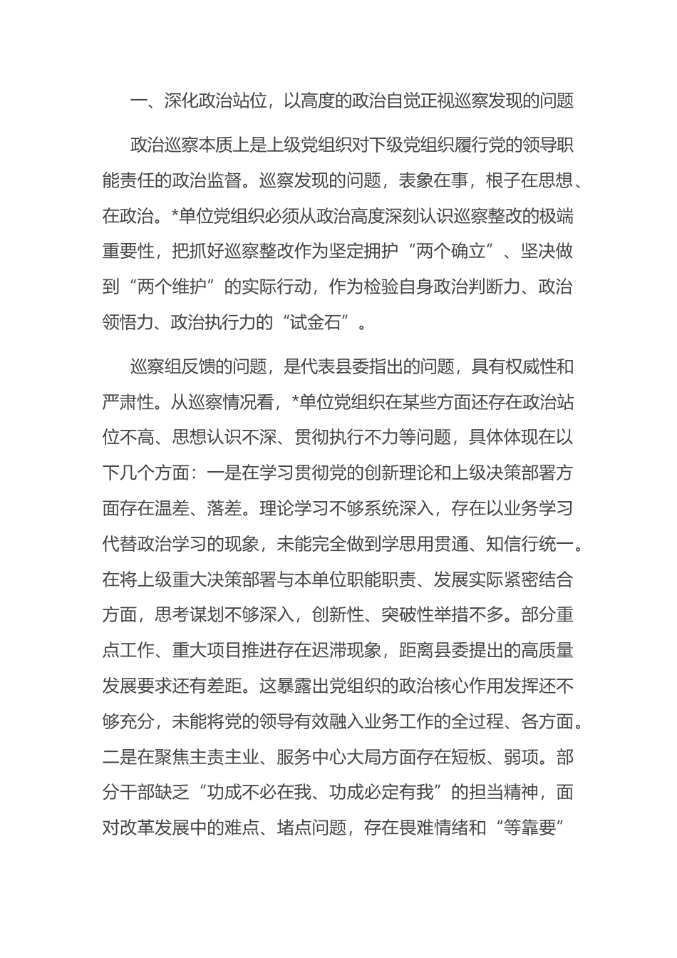 在2025年县委巡察党组织反馈会议上的讲话.docx_第2页