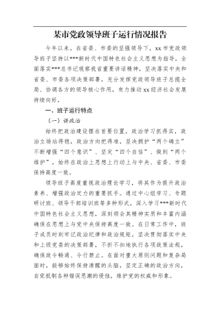 某市党政领导班子运行情况报告.docx