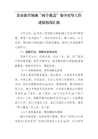 某市新兴领域“两个覆盖”集中攻坚工作进展情况汇报.docx