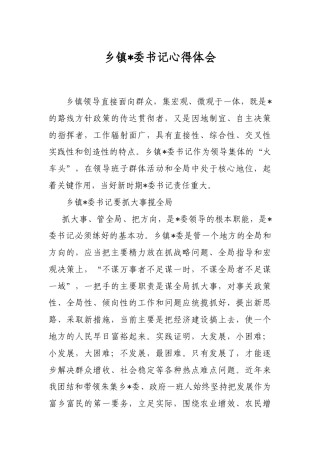 乡镇X委书记心得体会.doc