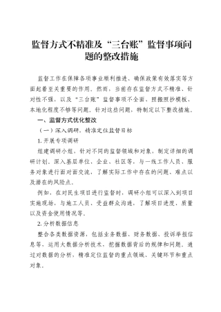 监督方式不精准及“三台账”监督事项问题的整改措施.docx